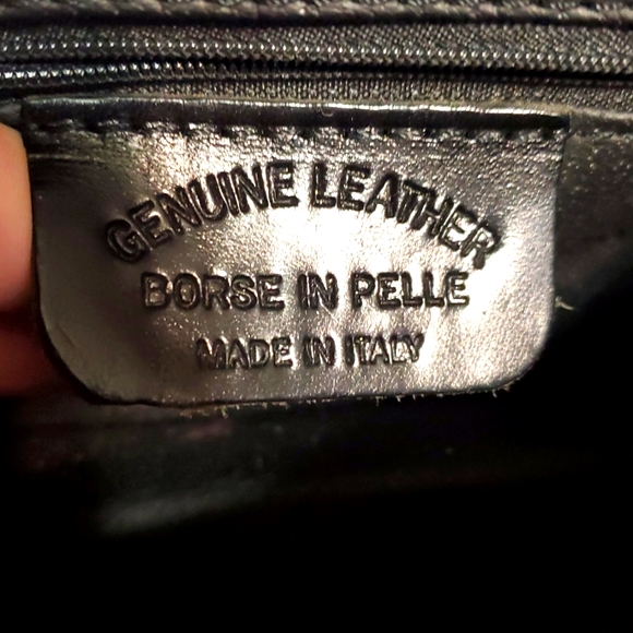 🇮🇹Borse In Pelle Gray Genuine Leather Snake-Embossed Shoulder/Crossbody Bag - Picture 12 of 16